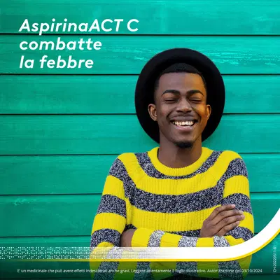 AspirinaACT C Antinfiammatorio e Antidolorifico per Febbre e Influenza con Vitamina C, 10 Compresse Effervescenti AspirinaACT C Antinfiammatorio e Antidolorifico per Febbre e Influenza con Vitamina C, 10 Compresse Effervescenti