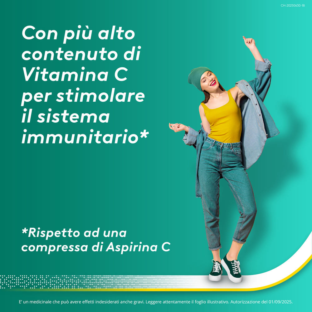 AspirinaACT C Antinfiammatorio e Antidolorifico per Febbre e Influenza con Vitamina C, 10 Compresse Effervescenti