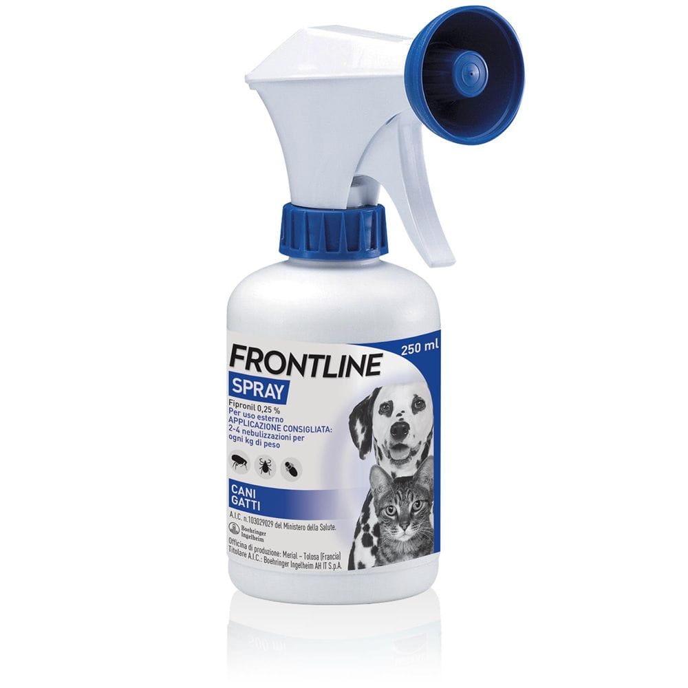 Frontline Spray 250ml, Protegge Cani, Gatti e Cuccioli dal Secondo Giorno di Vita Da Pulci, Zecche E Pidocchi
