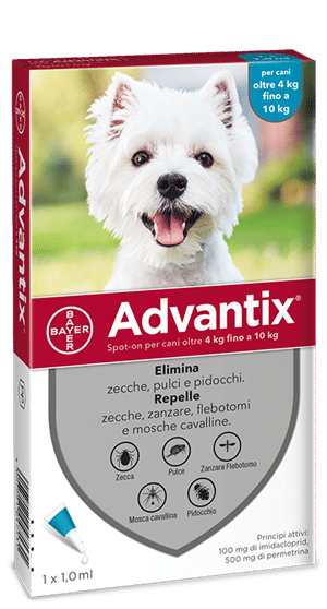 ADVANTIX SPOT ON soluzione 1 pipetta 1 ml cani da 4 a 10 Kg