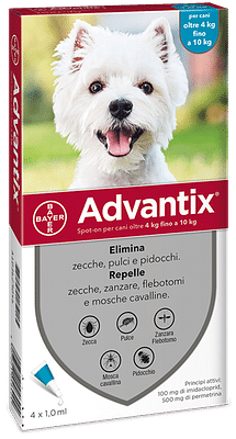 ADVANTIX SPOT ON soluzione 4 pipette 1 ml cani da 4 a 10 Kg