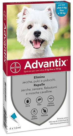 Advantix Spot On Soluzione 4 Pipette 1 Ml Cani Da 4 A 10 Kg