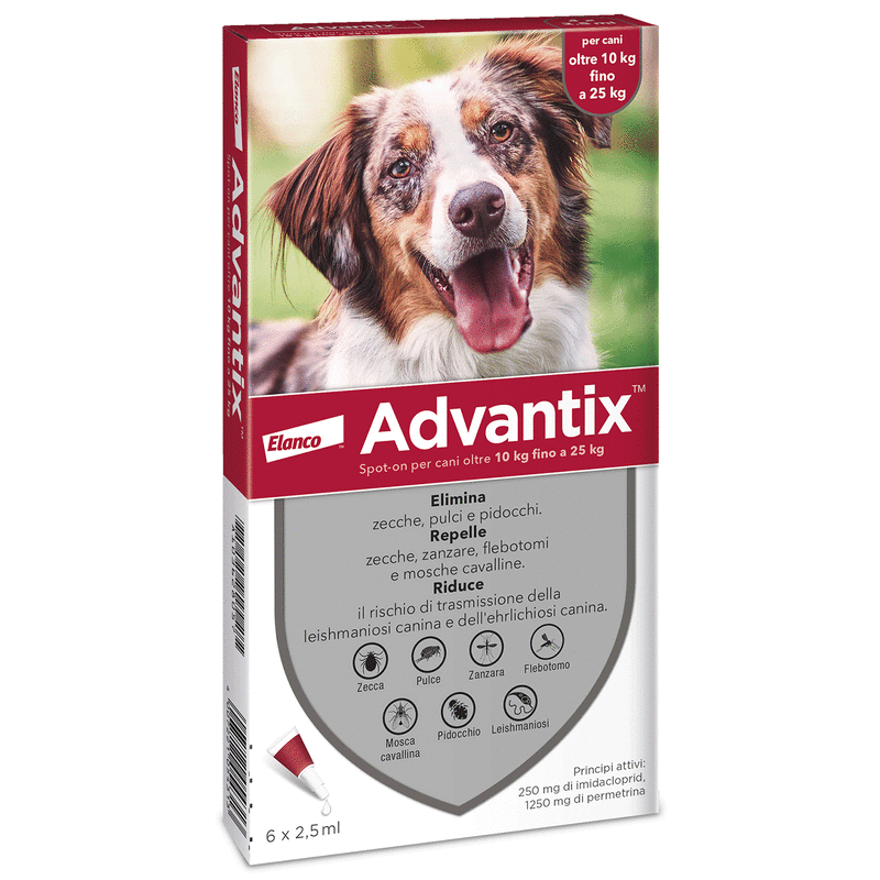 ADVANTIX SPOT ON soluzione 6 pipette 2,5 ml cani da 10 a 25 kg