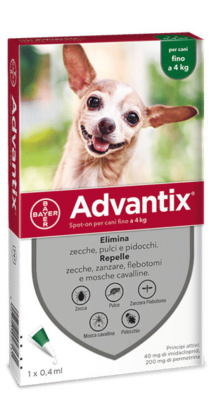 ADVANTIX SPOT ON soluzione 1 pipetta 0,4 ml cani fino a 4 Kg