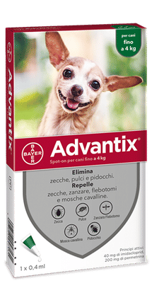 ADVANTIX SPOT ON soluzione 1 pipetta 0,4 ml cani fino a 4 Kg