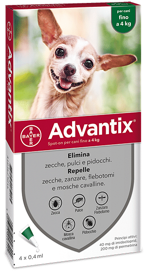 Advantix Spot On Soluzione 4 Pipette 0,4 Ml Cani Fino A 4 Kg