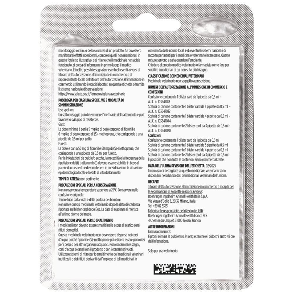 Frontline Combo Gatti x1 Pipetta, Antiparassitario per Gatti, Gattini e Furetti, Contro Pulci, Zecche, Uova, Larve e Pidocchi 