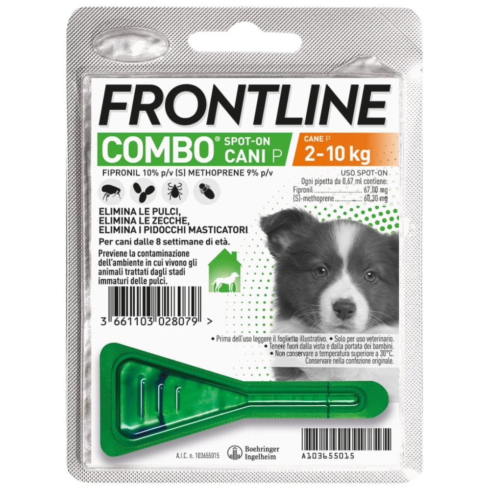 Frontline Combo Cani x1 Pipetta, Antiparassitario per Cani Piccoli e Cuccioli (2-10Kg) Contro Pulci, Zecche, Uova, Larve E Pidocchi