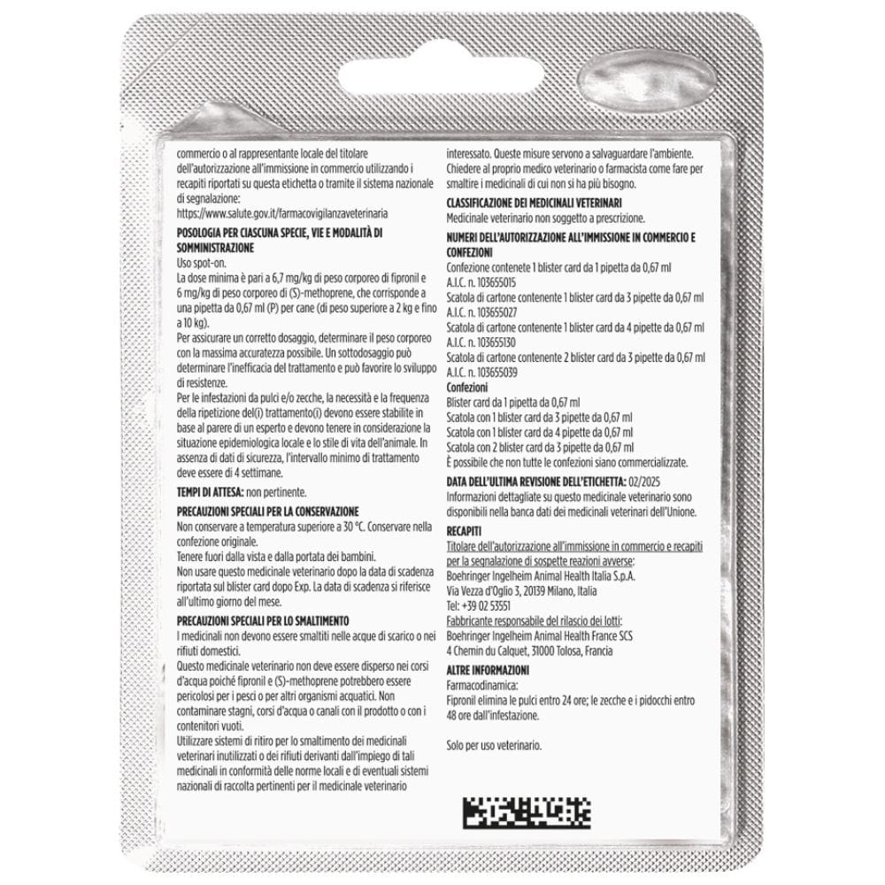 Frontline Combo Cani x1 Pipetta, Antiparassitario per Cani Piccoli e Cuccioli (2-10Kg) Contro Pulci, Zecche, Uova, Larve E Pidocchi
