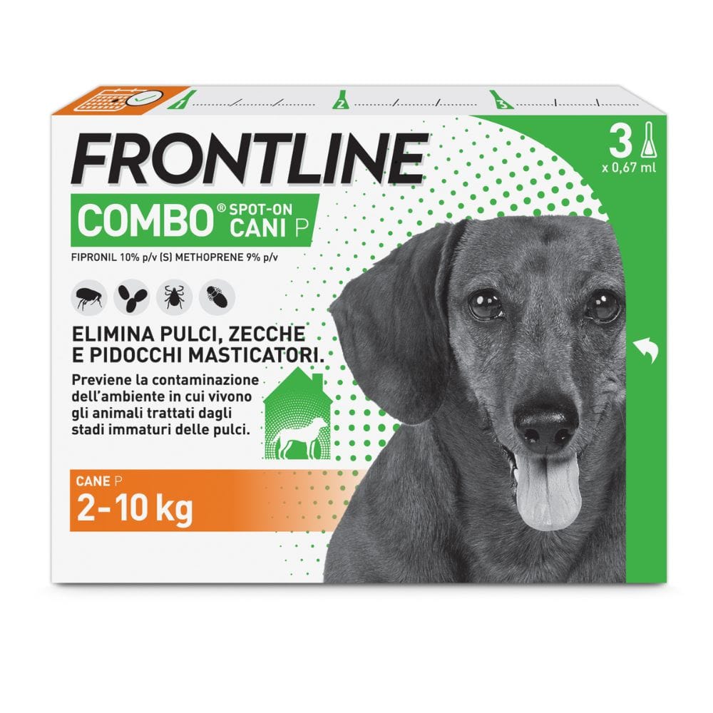 Frontline Combo Cani x3 Pipette, Antiparassitario per Cani Piccoli e Cuccioli (2-10Kg) Contro Pulci, Zecche, Uova, Larve E Pidocchi