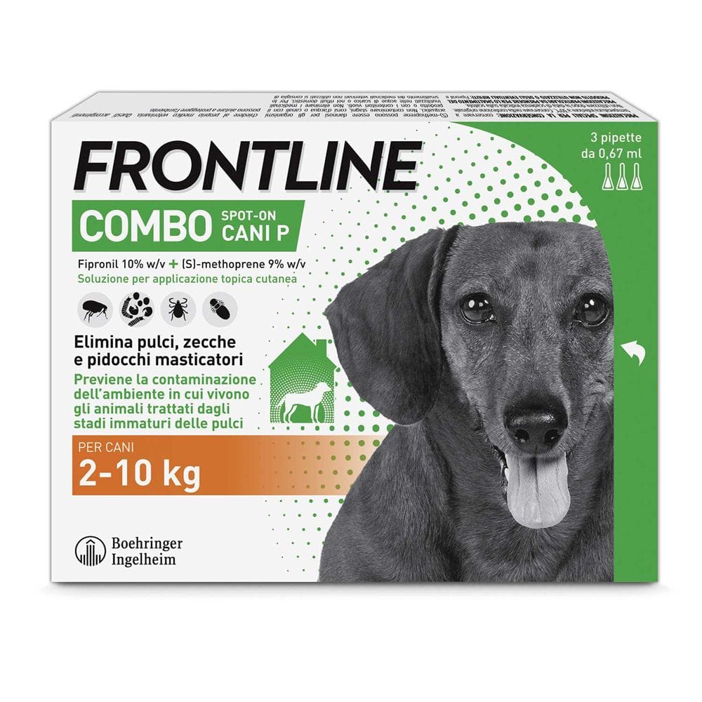 Frontline Combo Cani x3 Pipette, Antiparassitario per Cani Piccoli e Cuccioli (2-10Kg) Contro Pulci, Zecche, Uova, Larve E Pidocchi