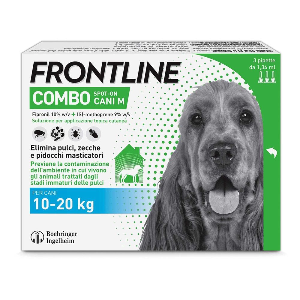 Frontline Combo Cani x3 Pipette, Antiparassitario per Cani Medi e Cuccioli (10-20Kg) Contro Pulci, Zecche, Uova, Larve E Pidocchi