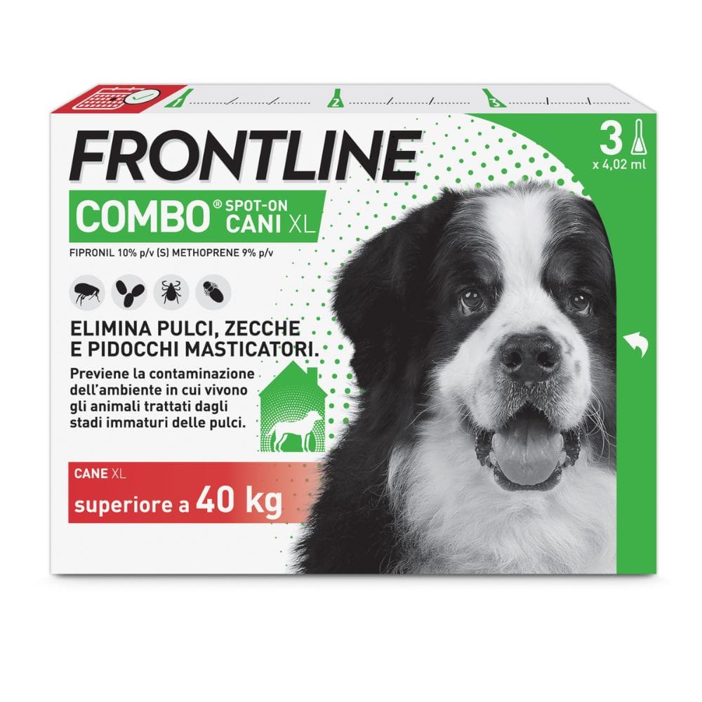 Frontline Combo Cani x3 Pipette, Antiparassitario per Cani XL e Cuccioli (+40Kg) Contro Pulci, Zecche, Uova, Larve E Pidocchi