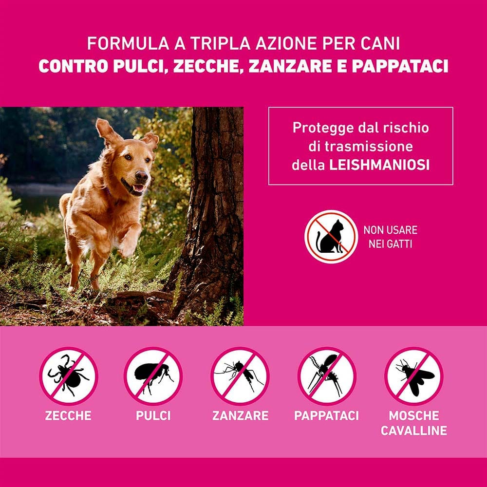 Frontline Tri-Act x3 Pipette, Antiparassitario Per Cani e Cuccioli (Taglia XS 2-5Kg) Contro Pulci, Zecche, Zanzare, Pappataci e Leishmaniosi