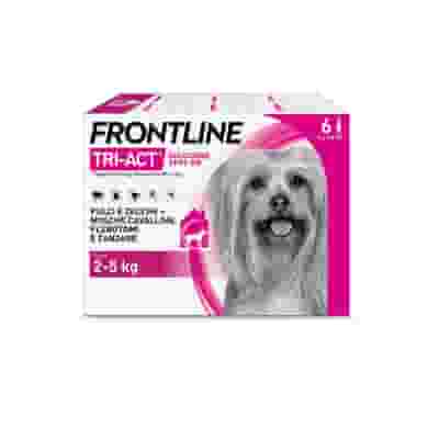 Frontline Tri-Act x6 Pipette, Antiparassitario Per Cani e Cuccioli (Taglia XS 2-5Kg) Contro Pulci, Zecche, Zanzare, Pappataci e Leishmaniosi