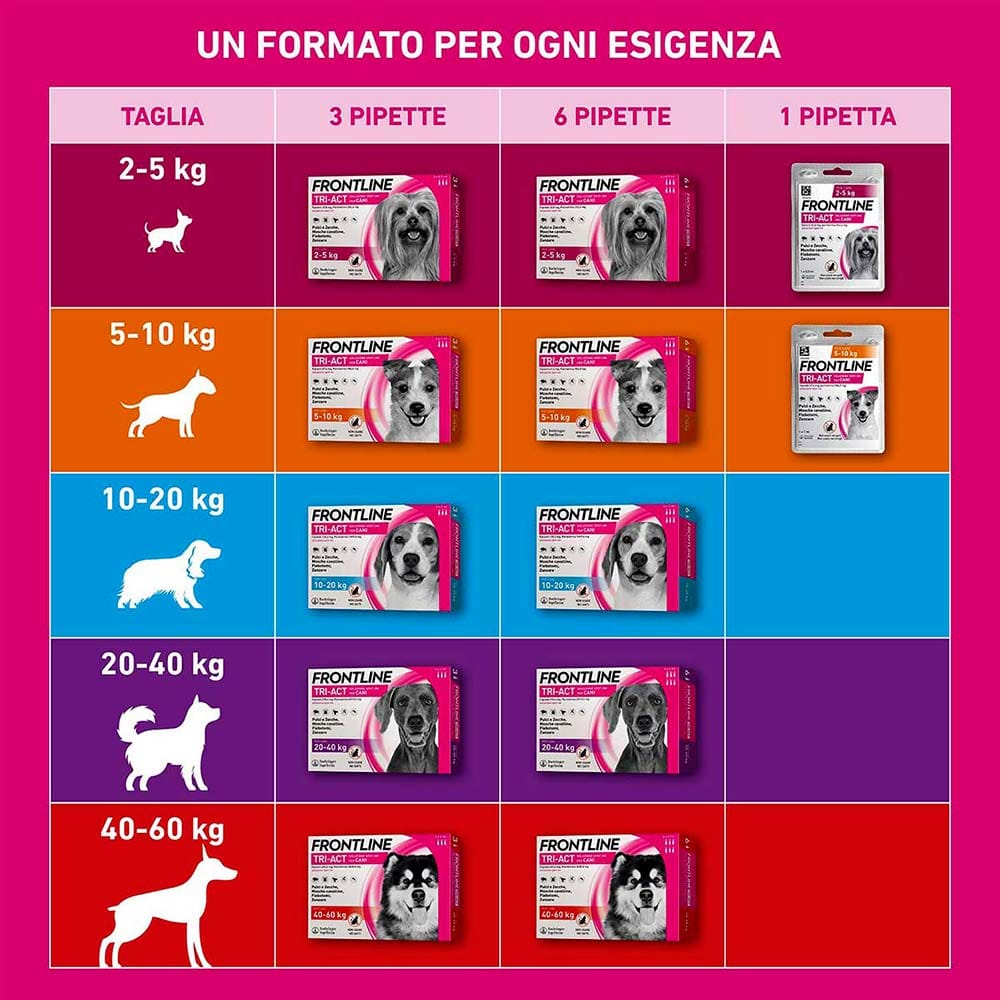 Frontline Tri-Act x1 Pipetta, Antiparassitario Per Cani e Cuccioli (Taglia S 5-10Kg) Contro Pulci, Zecche, Zanzare, Pappataci e Leishmaniosi