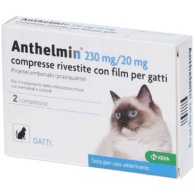 ANTHELMIN 2 compresse 230 mg + 20 mg gatto ANTHELMIN 2 compresse 230 mg + 20 mg gatto