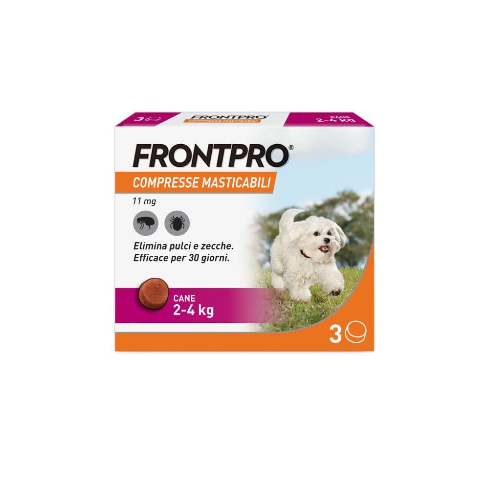 FRONTPRO x3 Compresse Masticabili  Antiparassitario Per Cani (2-4Kg) Contro Pulci, Zecche