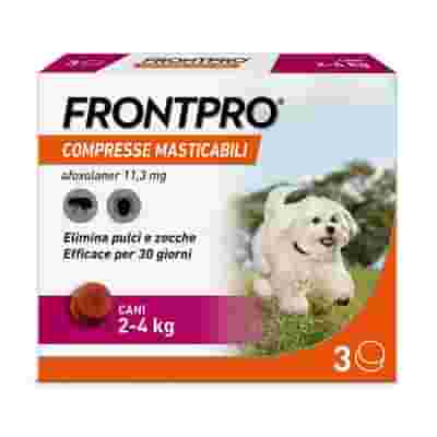 FRONTPRO x3 Compresse Masticabili  Antiparassitario Per Cani (2-4Kg) Contro Pulci e Zecche