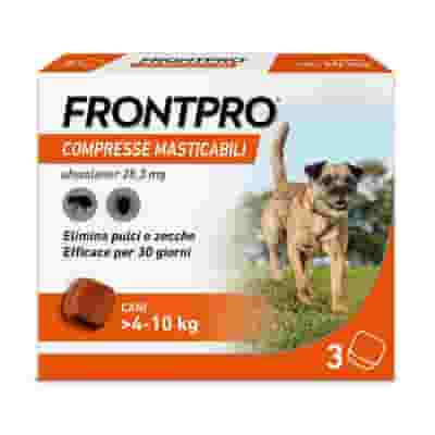 FRONTPRO x3 Compresse Masticabili Antiparassitario Per Cani (4-10Kg) Contro Pulci, Zecche