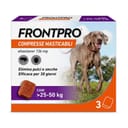 FRONTPRO x3 Compresse Masticabili Antiparassitario Per Cani (25-50Kg) Contro Pulci, Zecche