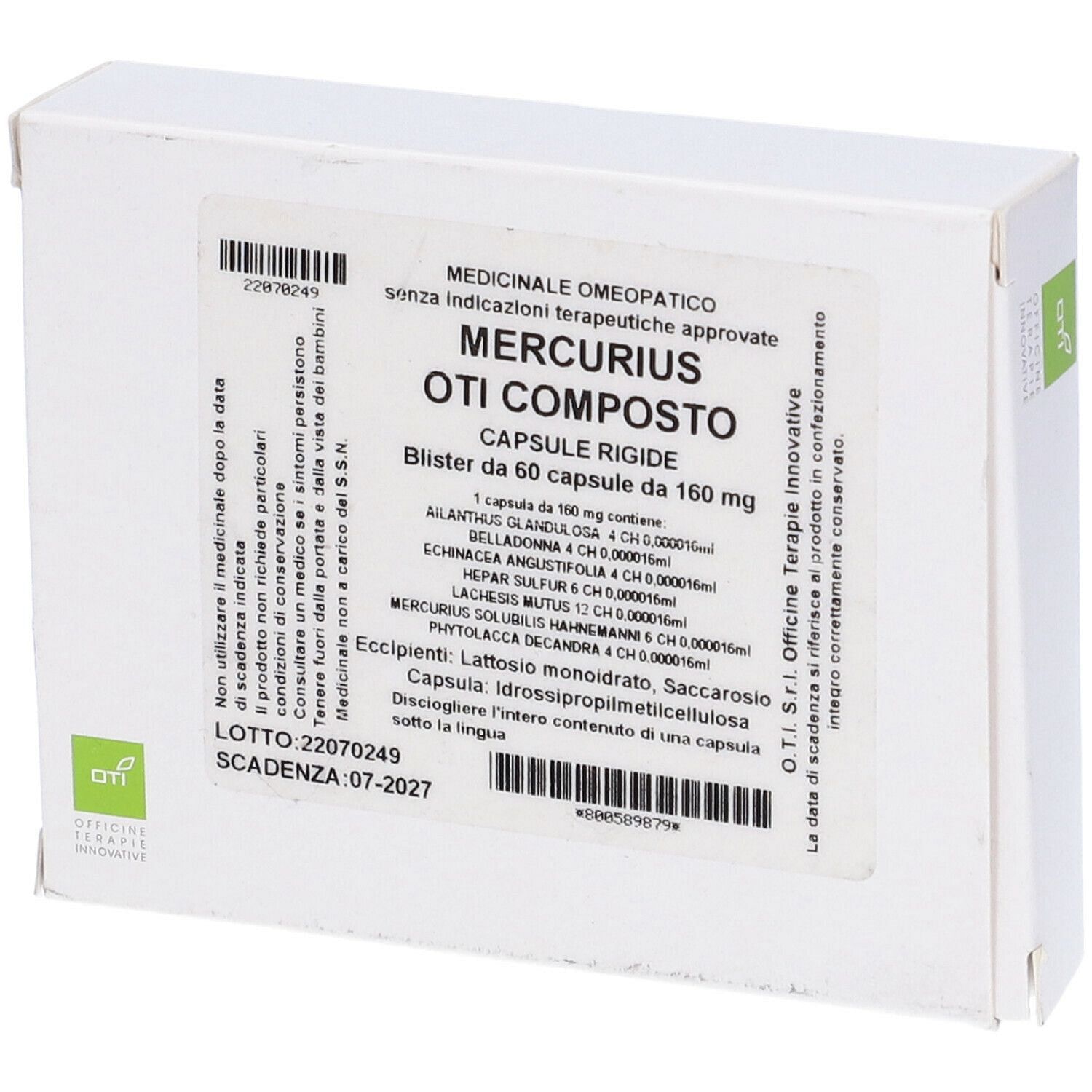 Mercurius Oti Composto 60 Capsule