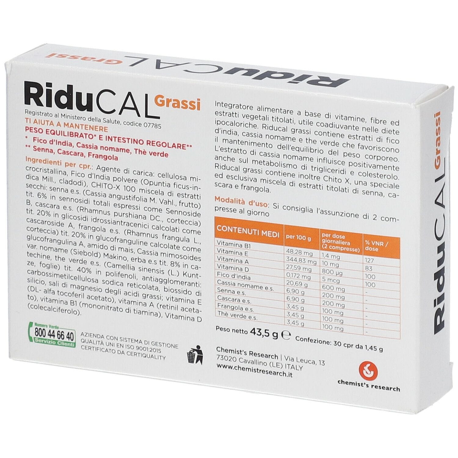 RIDUCAL GRASSI 30 COMPRESSE