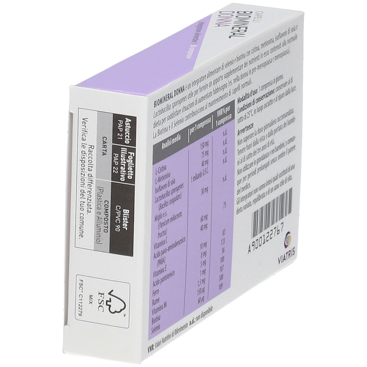 Integratore Biomineral Donna per i capelli, 30 compresse