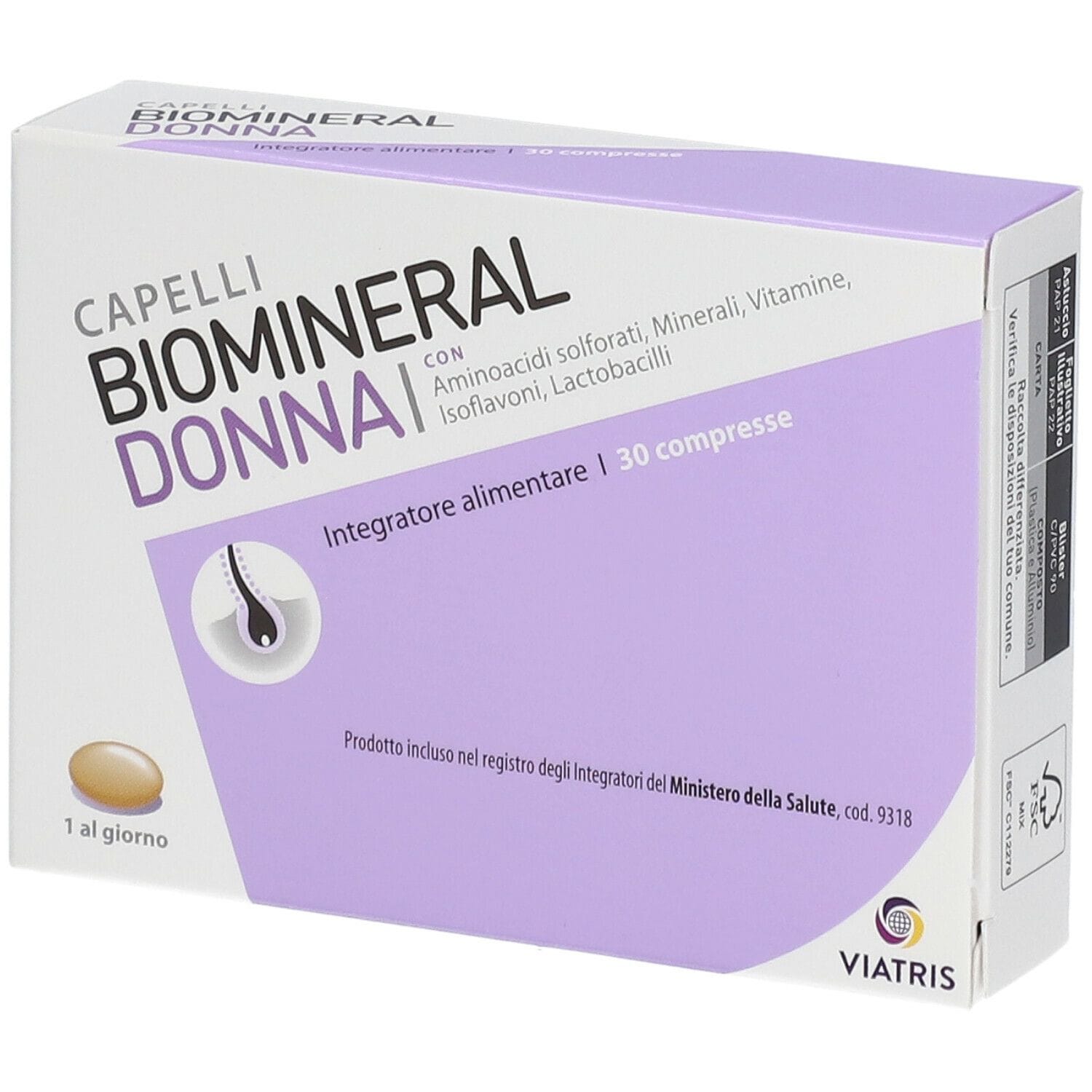 Integratore Biomineral Donna per i capelli, 30 compresse