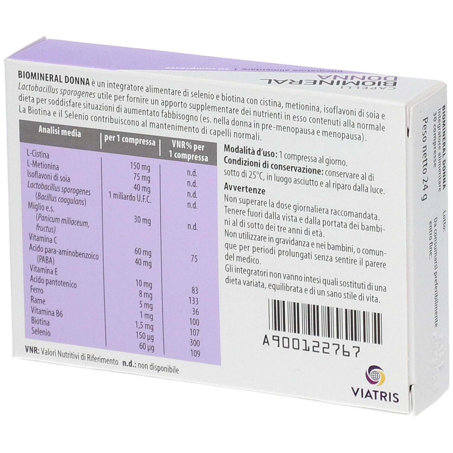 Integratore Biomineral Donna per i capelli, 30 compresse