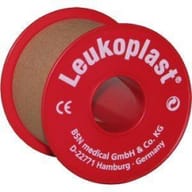 CEROTTO CHIRURGICO PERFORATO PER FISSAGGIO MEDICAZIONI IN ROCCHETTO LEUKOPLAST SUPPORTO VISCOSA COLOR PELLE MASSA ADESIVA CAUCCIU' OSSIDO DI ZINCO M5X500CM