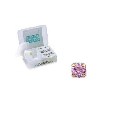Orecchini Inverness zircone rosa 3mm, acciaio placcato oro