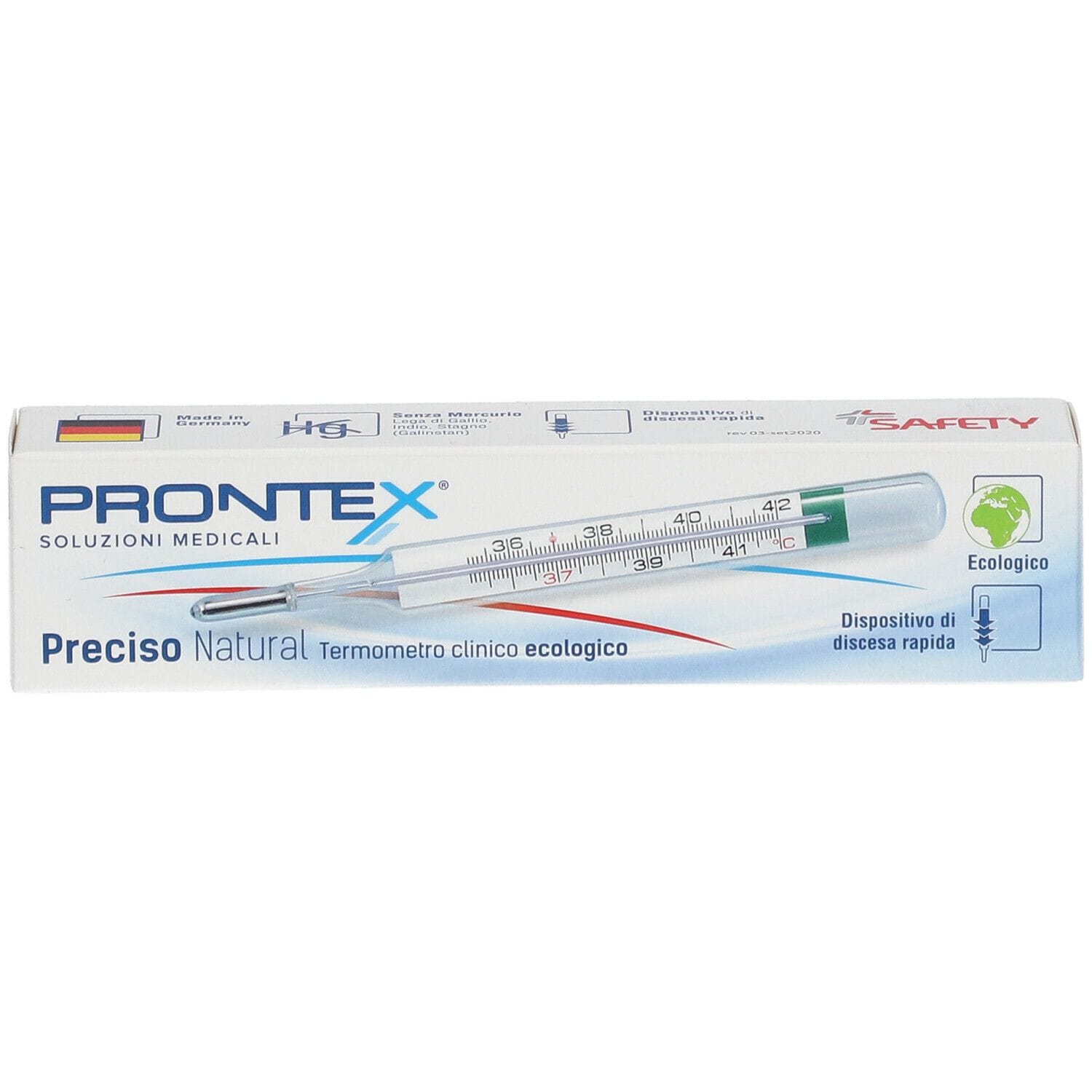 TERMOMETRO CLINICO PRONTEX SENZA MERCURIO ECOLOGICO PRECISO NATURALE