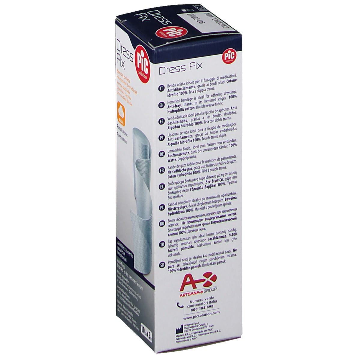BENDA IN GARZA IDROFILA ORLATA PIC DRESSFIX 10X500CM FUSTELLA
