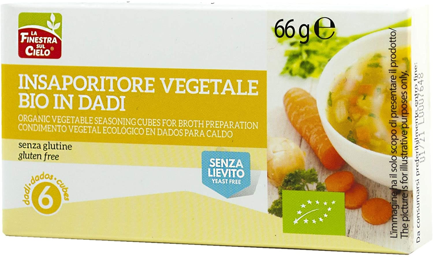 Dado biologico FSC senza lievito, brodo vegetale 6 dadi 66g