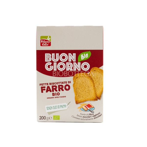 FSC FETTE BISCOTTATE DI FARRO BIO SENZA ZUCCHERI AGGIUNTI CON OLIO DI GIRASOLE SENZA OLIO DI PALMA 200 G