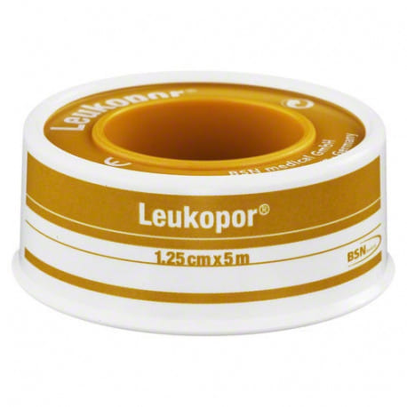 Cerotto Adesivo Ipoallergenico Leukopor. Supporto: Tessuto Non Tessuto Bianco Di Poliestere E Viscosa Adesivo Poliacrilico Senza Resine E Gomme Natura