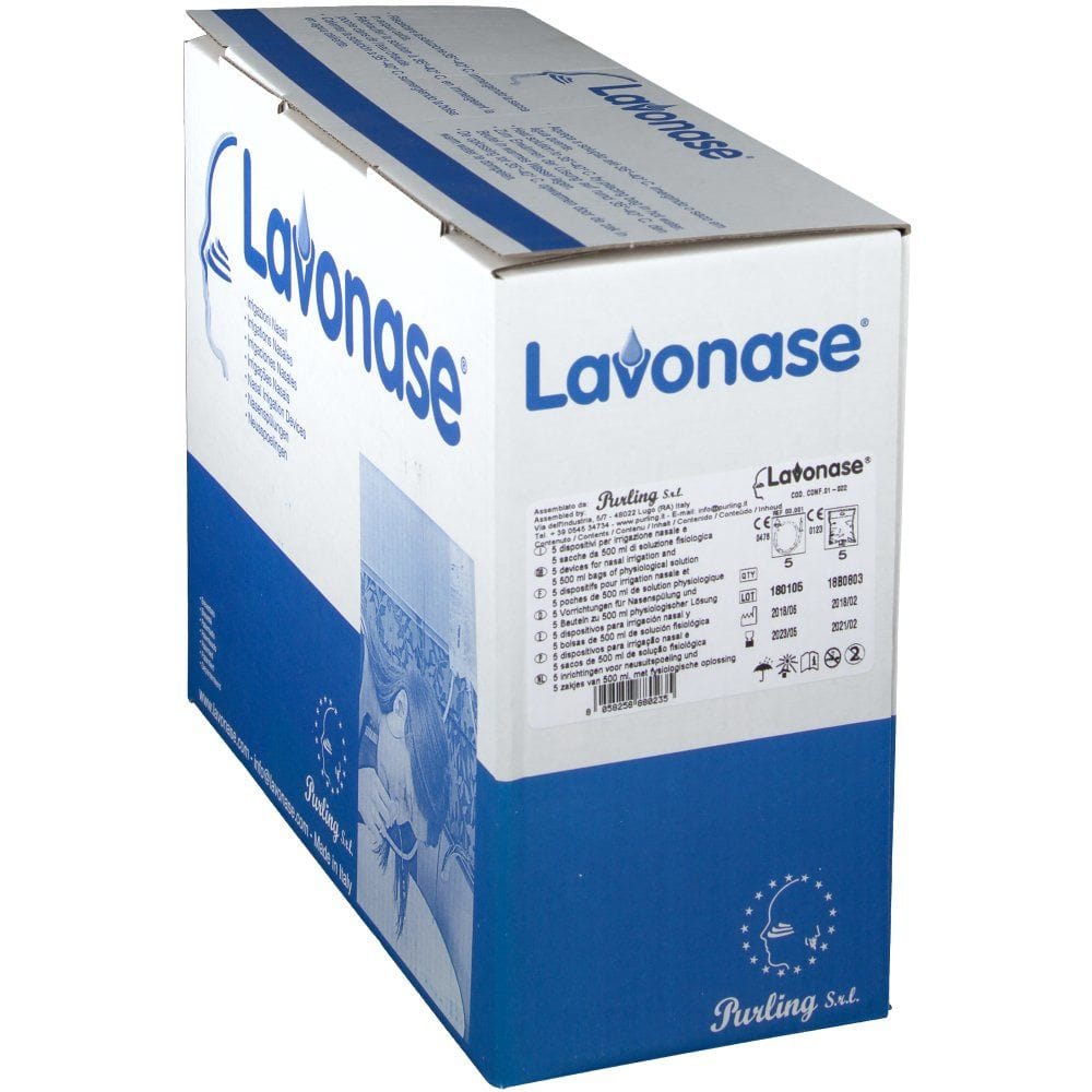 Lavonase dispositivo irrigazione nasale sterile 500ml, 5 pz