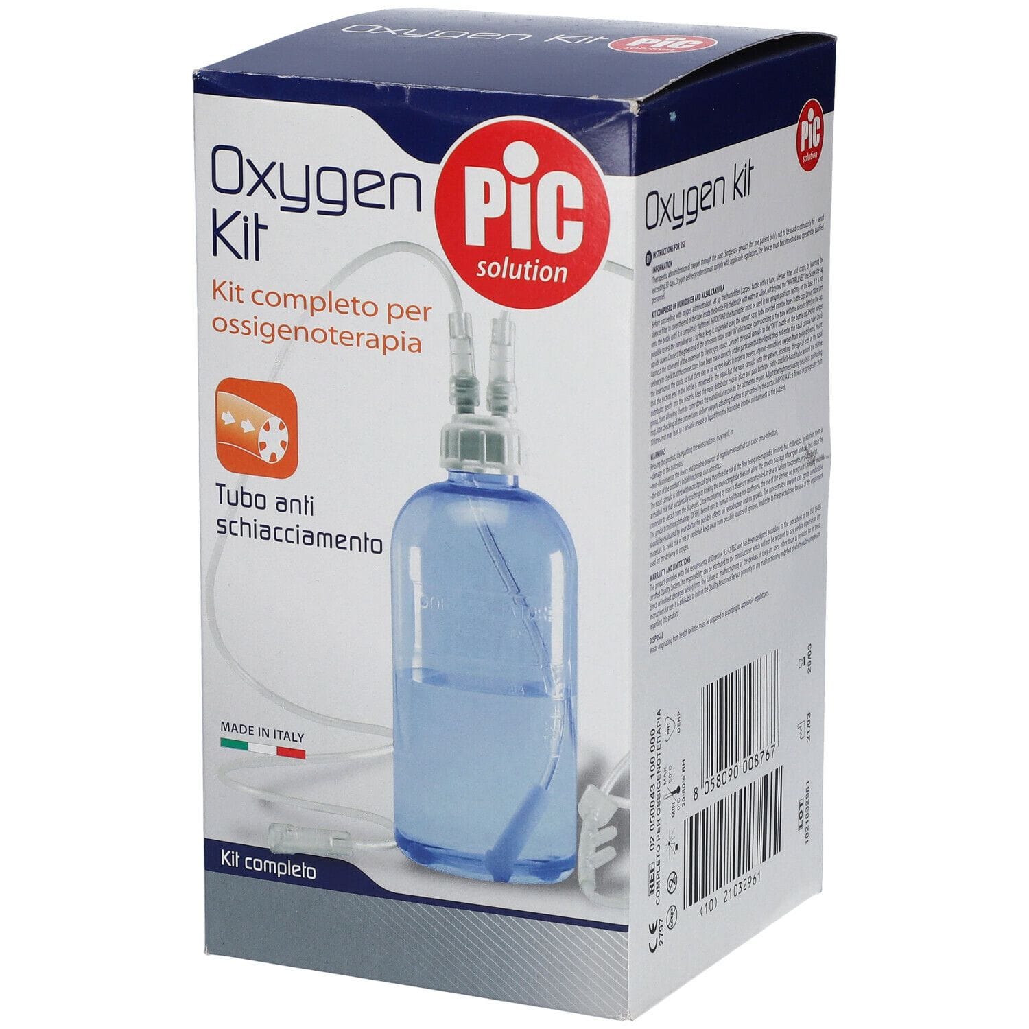 Kit per ossigenoterapia PIC con sonda nasale e umidificatore