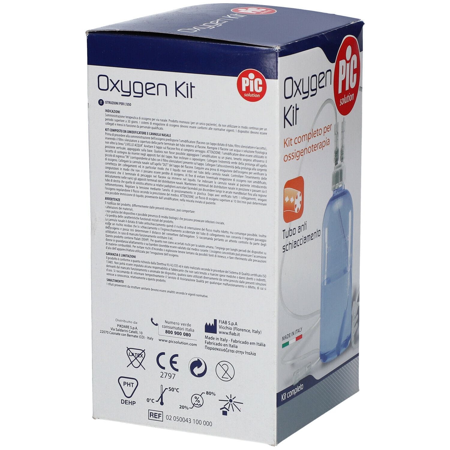 Kit per ossigenoterapia PIC con sonda nasale e umidificatore