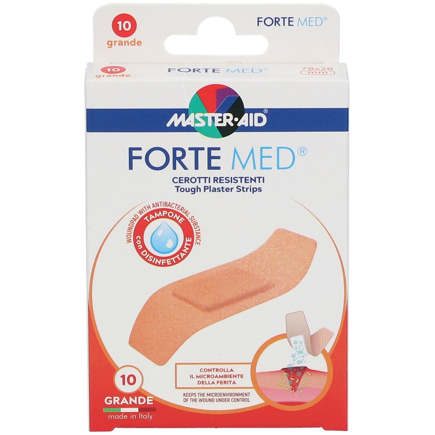 Cerotti Master Aid Forte Med grandi con clorexidina, 10 pz