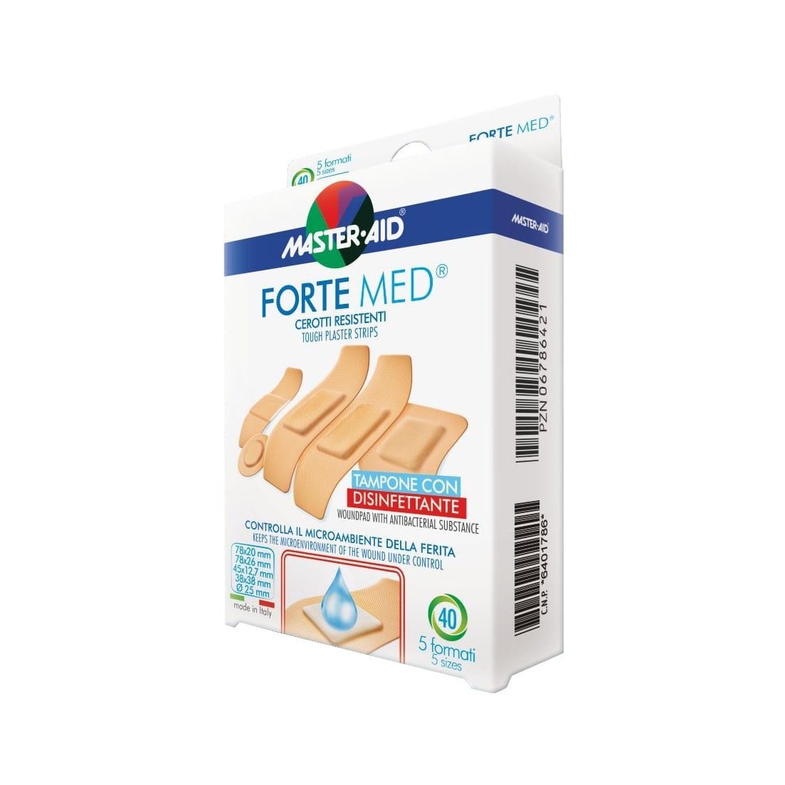 Cerotti Master Aid Forte Med con Clorexidina, 40 pezzi