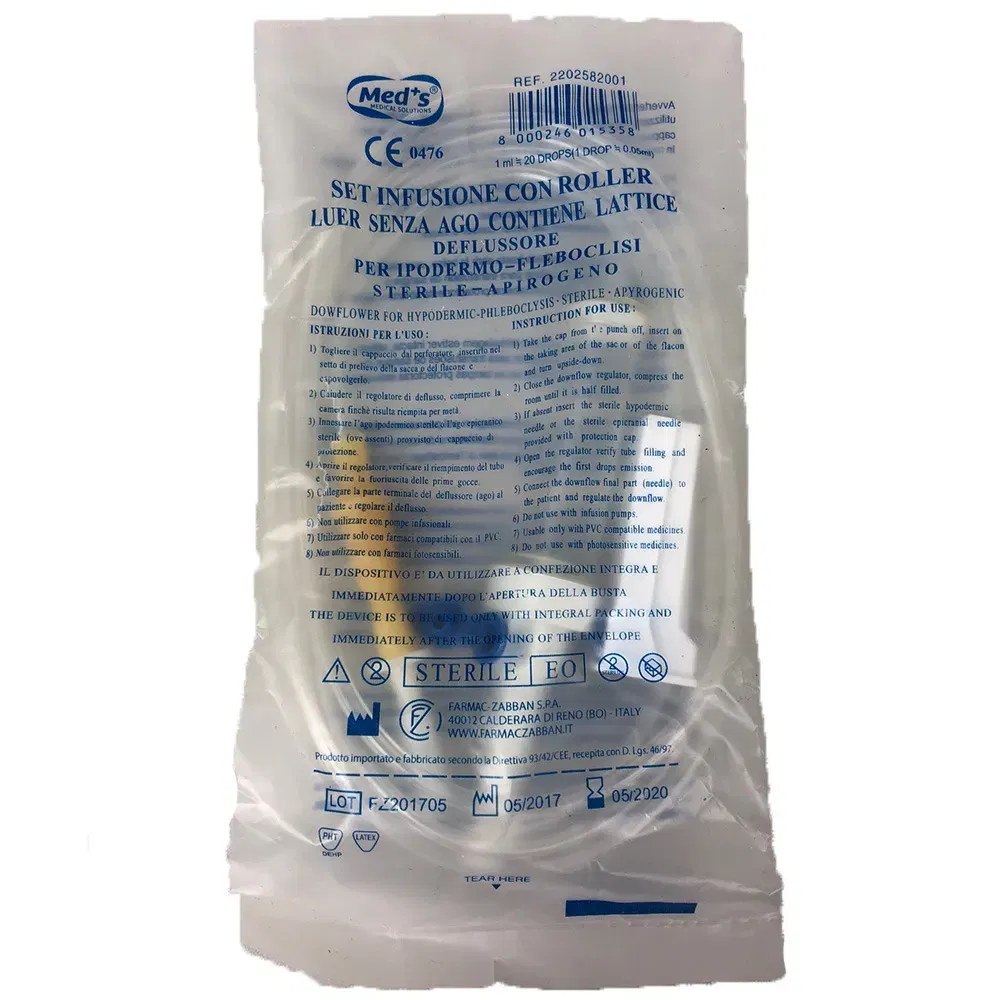 Set per infusione sterile anallergico con para e roller