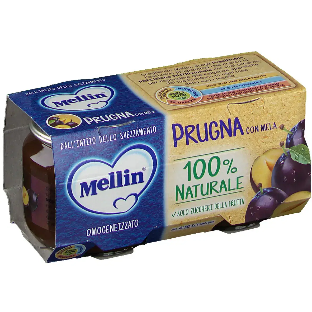 Mellin Omogeneizzato Prugna Mela 100 G 2 Pezzi