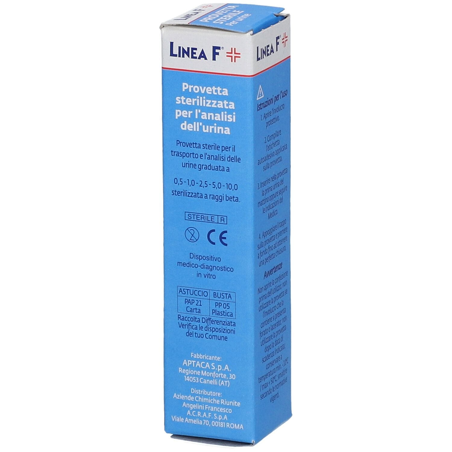 Contenitore sterile per urine Linea F con tappo a pressione