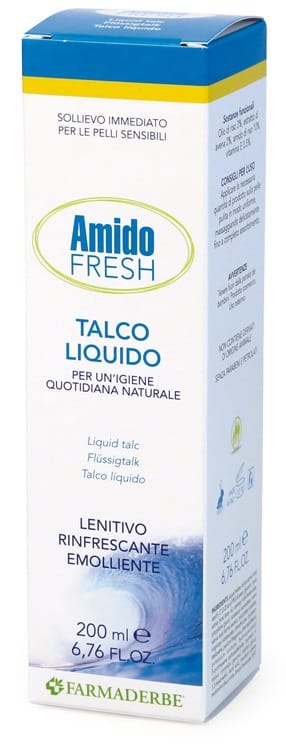 Talco liquido Amido Fresh lenitivo e rinfrescante, 200ml