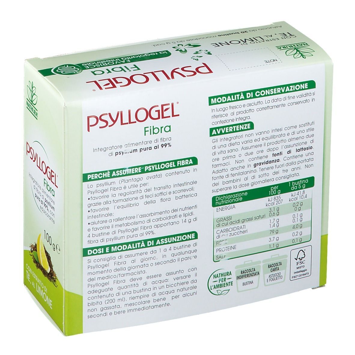 PSYLLOGEL FIBRA TE LIMONE 20 BUSTINE