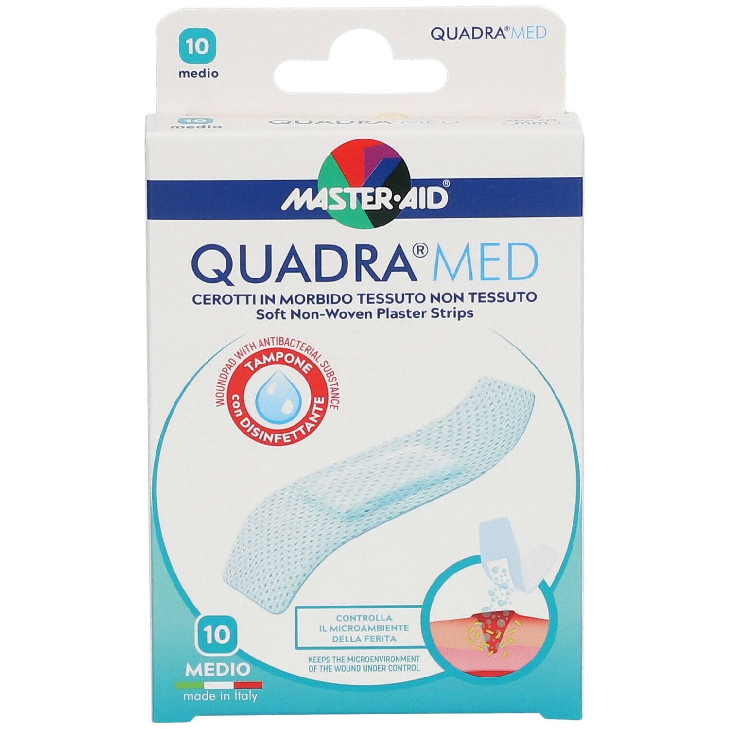 Cerotto Master-Aid Quadra Med Medio ipoallergenico, 10 pezzi
