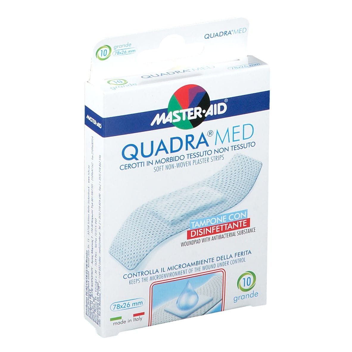 Cerotto Master-Aid Quadra Med Grande ipoallergenico, 10 pezzi