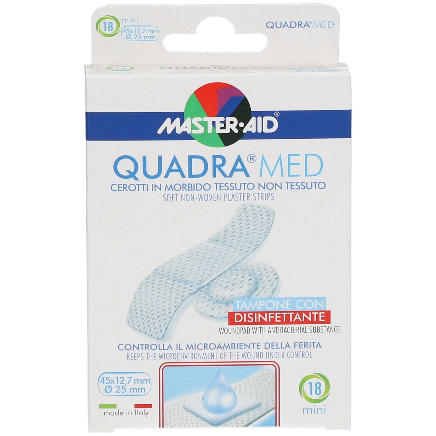 Cerotti Master-Aid Quadra Mini ipoallergenici, 18 pezzi